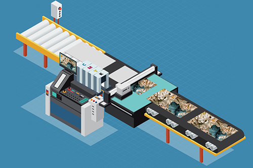 ピグメント（顔料）を使用した建築用カラータイル・デザインとしてデジタルプリント Digital printingのイメージイラストの画像